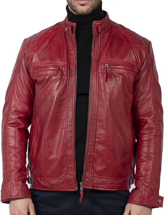 Maroon Leather Jacket Men
